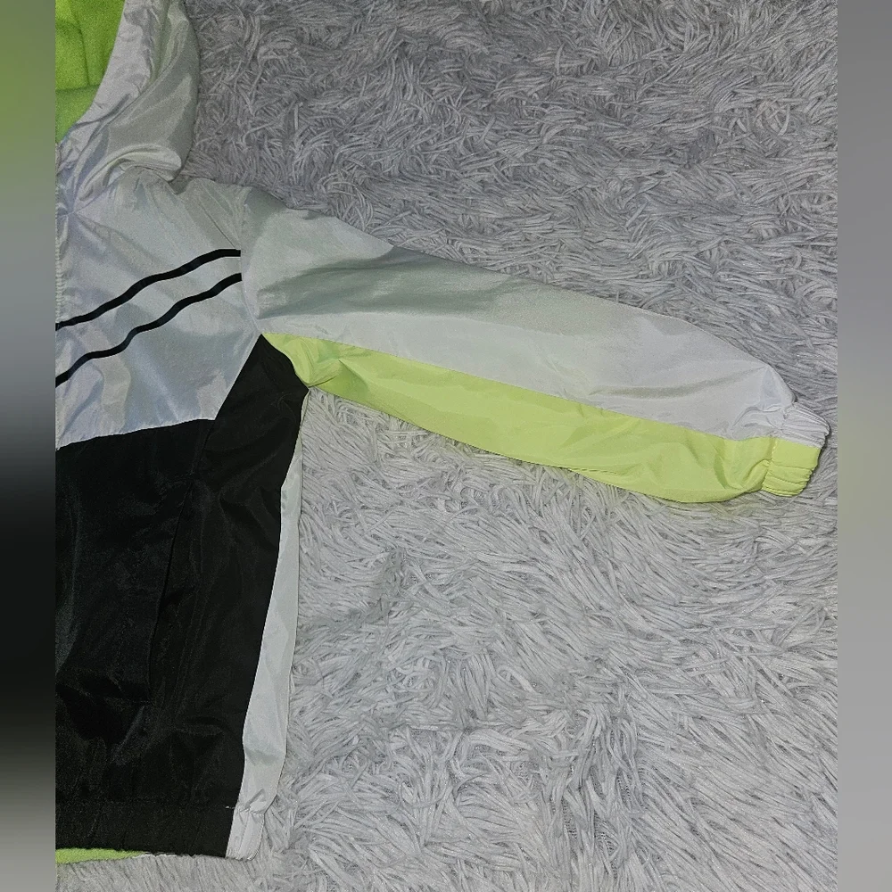 Nike Volt Jacket Windbreaker Fleece Lining White Black Neon Yellow Toddler 4T